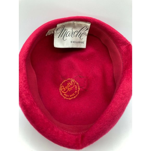Vintage Marche' Exclusive Women's  Fuschia Pink Felt Tassels Brigitte Hat - Picture 4 of 4